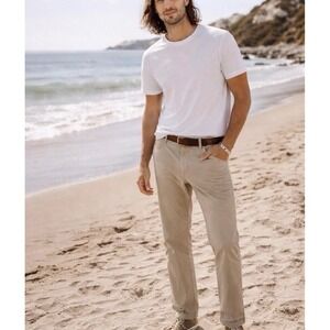 Nomad Outerknown Mens Organic Cotton Chino Pants Khaki Tan Button Fly 33x32